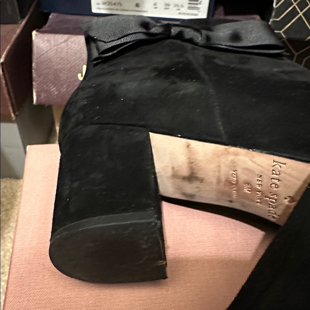 Kate Spade Black Ankle Boots with Bow Accent - Picture 7 of 8